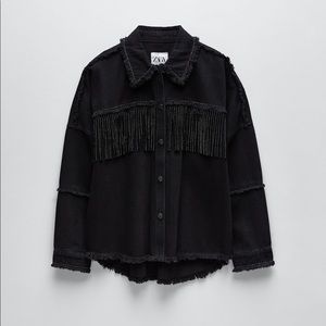 Zara black fringe jacket - size small, worn once